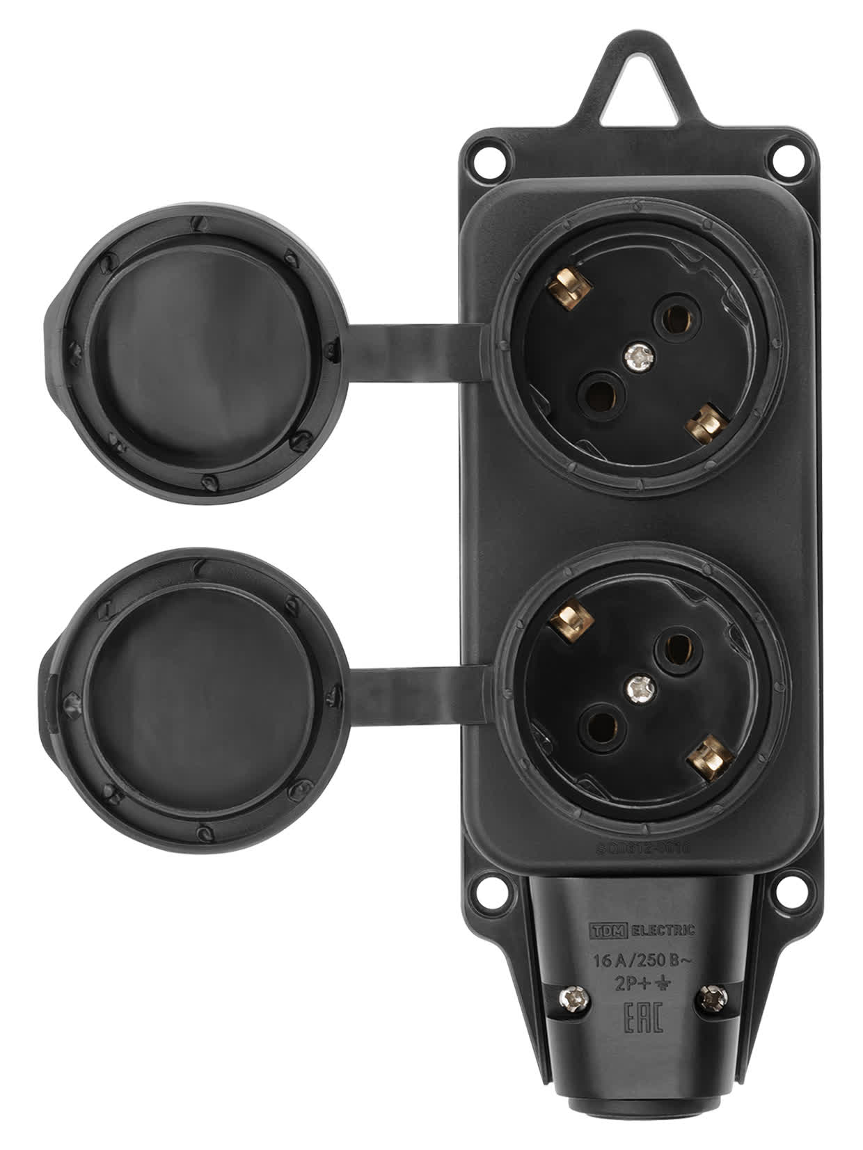 Розетка двухместная с заглушками каучук 2Р+РЕ 16А 250В IP44 TDM
