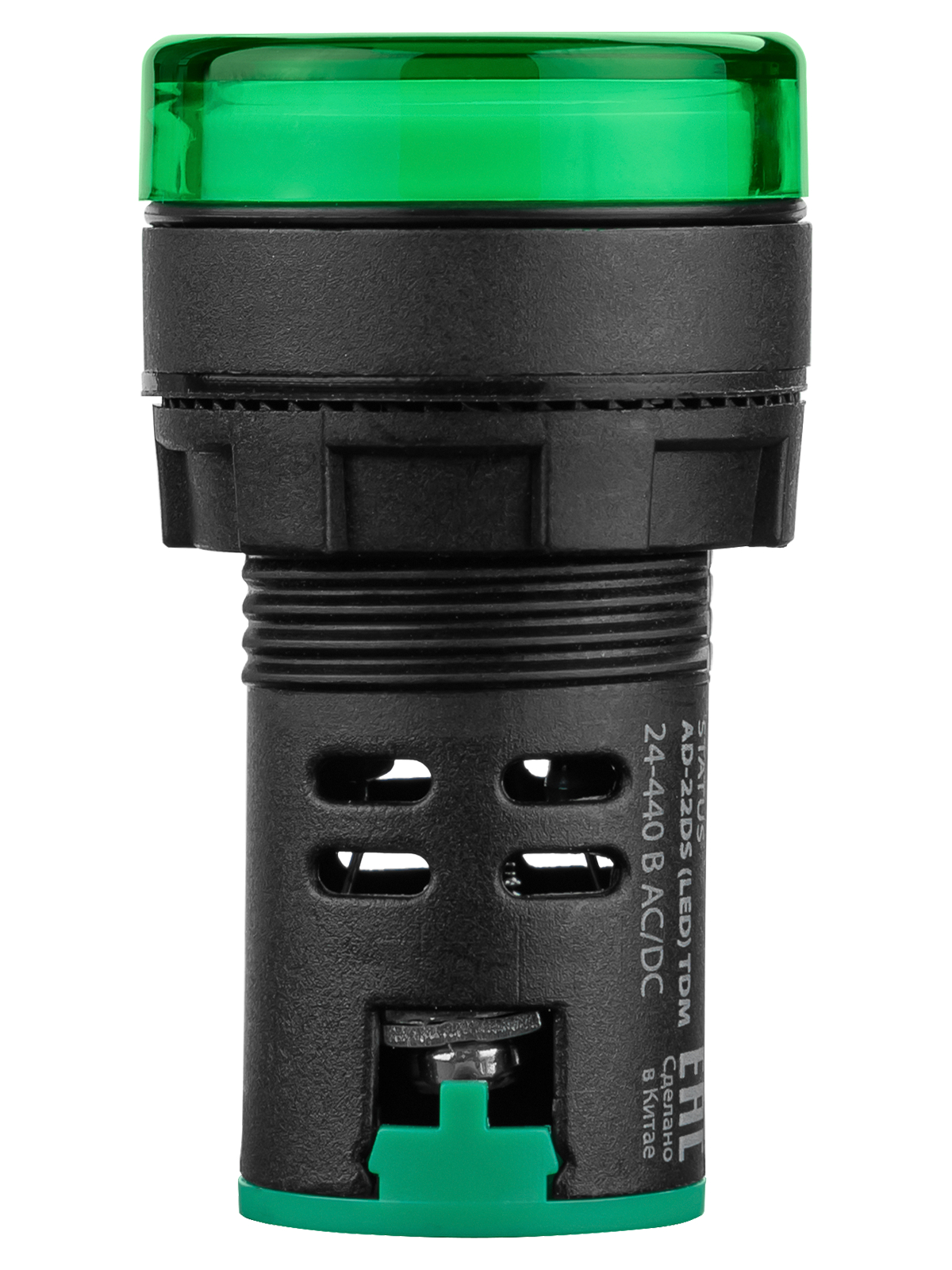 STATUS Лампа сигнальная AD-22DS, LED, d22 мм, 24-440 В AC/DC, IP65, зеленый TDM