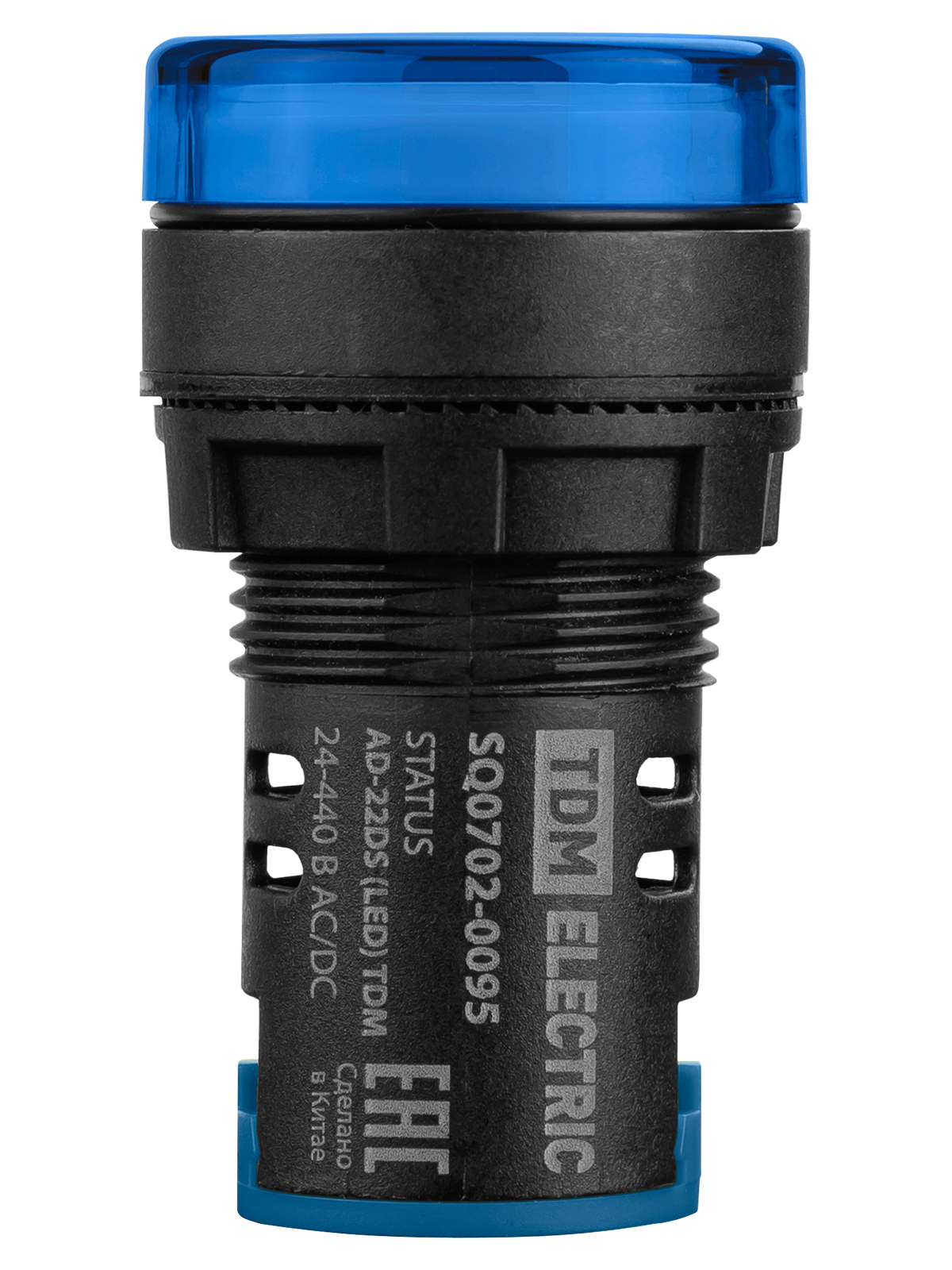 STATUS Лампа сигнальная AD-22DS, LED, d22 мм, 24-440 В AC/DC, IP65, синий TDM — изображение 3