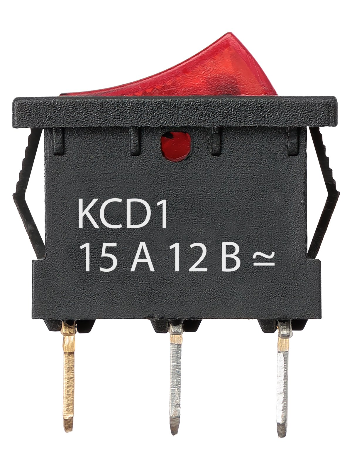 Выключатель клавишный KCD1-101N 12В AC/DC, 1P, 15А, (3с), ON-OFF, черный корпус, красная клавиша с LED подсветкой, Mini TDM — изображение 4