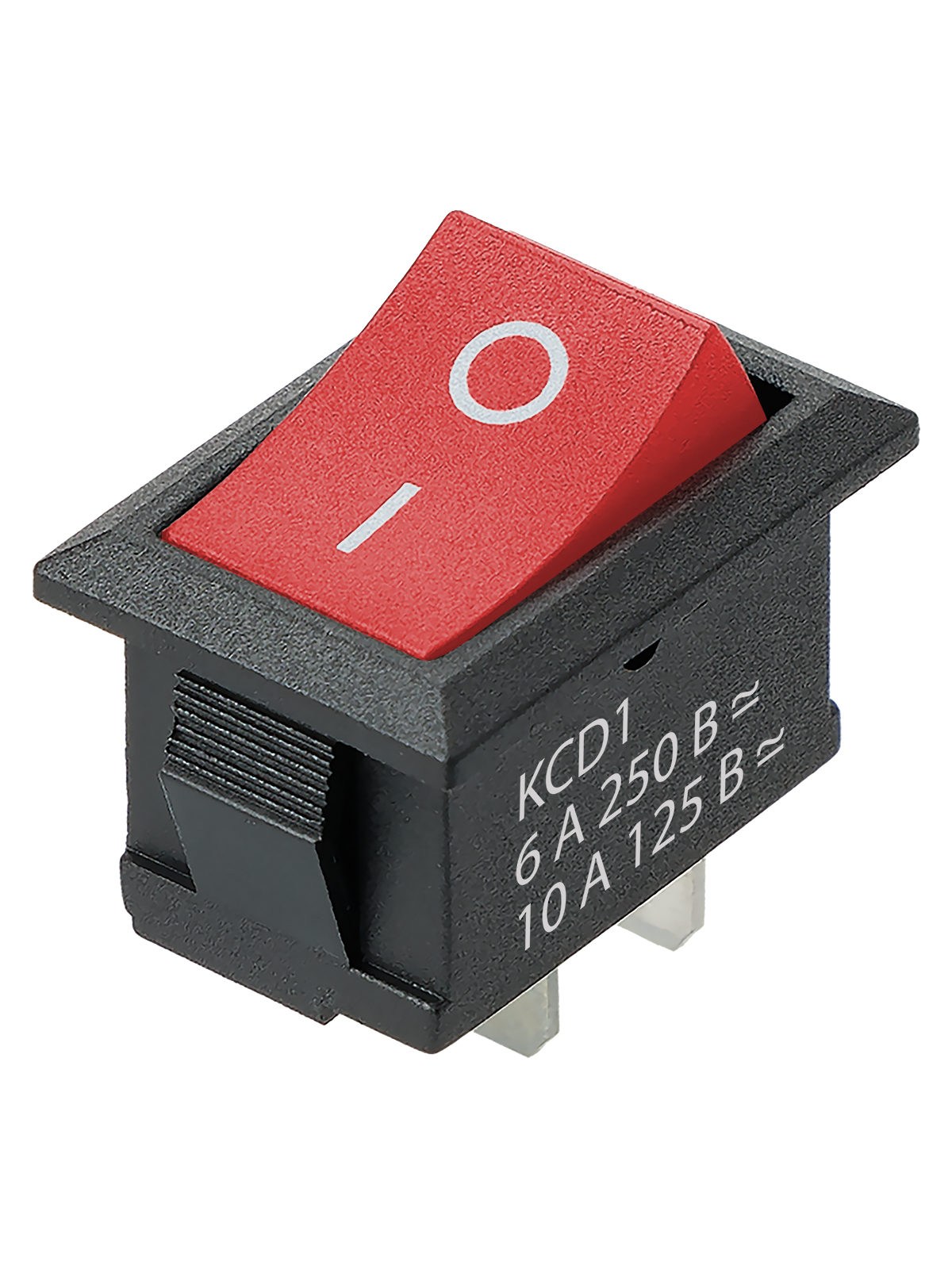 Выключатель клавишный KCD1-101 250В AC/DC, 1P, 6А, (2с), ON-OFF, черный корпус, красная клавиша, Mini, TDM — изображение 3
