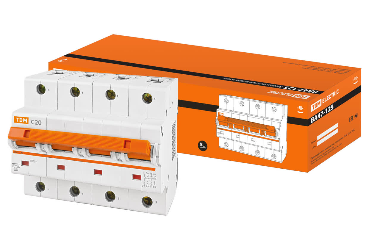 Авт. выкл. ВА47-125 4Р 20А 15кА х-ка С TDM