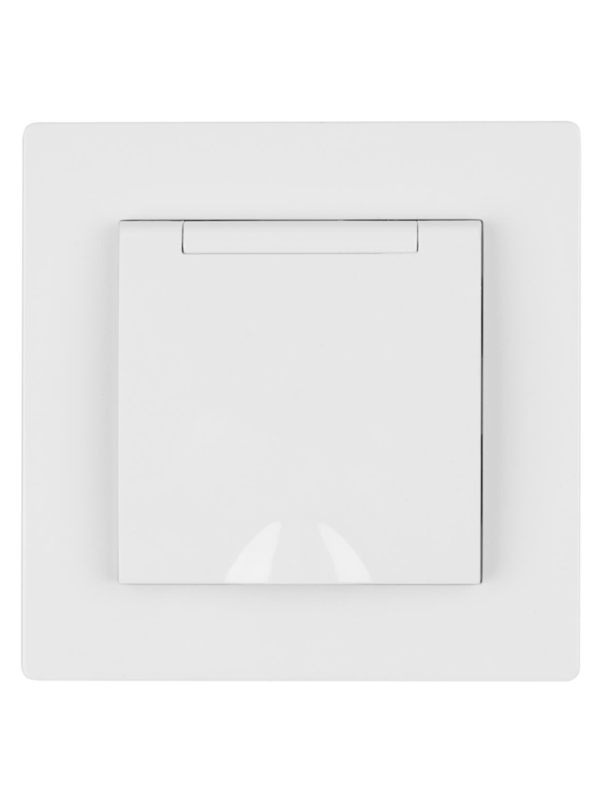 Розетка 2П+З 16А 250В IP44 с защ. шт. с крышкой белая "Сенеж" TDM