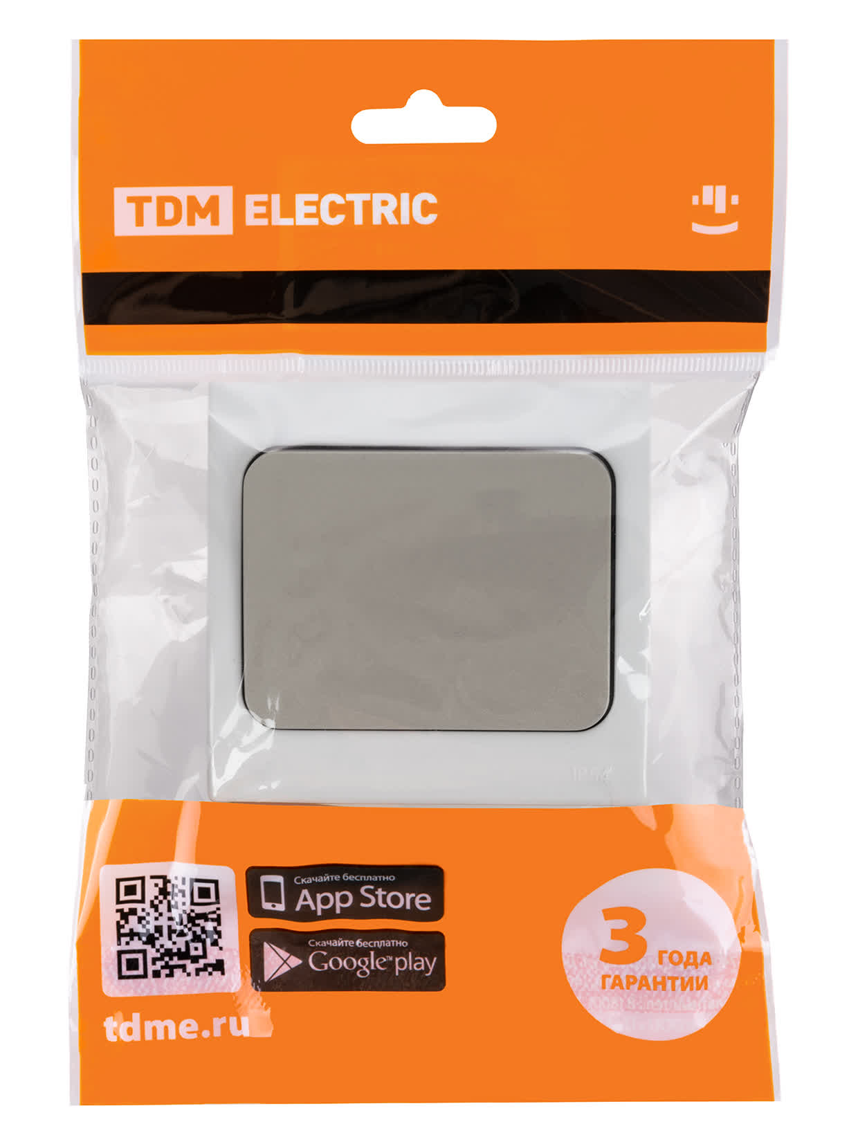 Выключатель 1-кл. скрытой установки IP54 10А серый "Вуокса" TDM