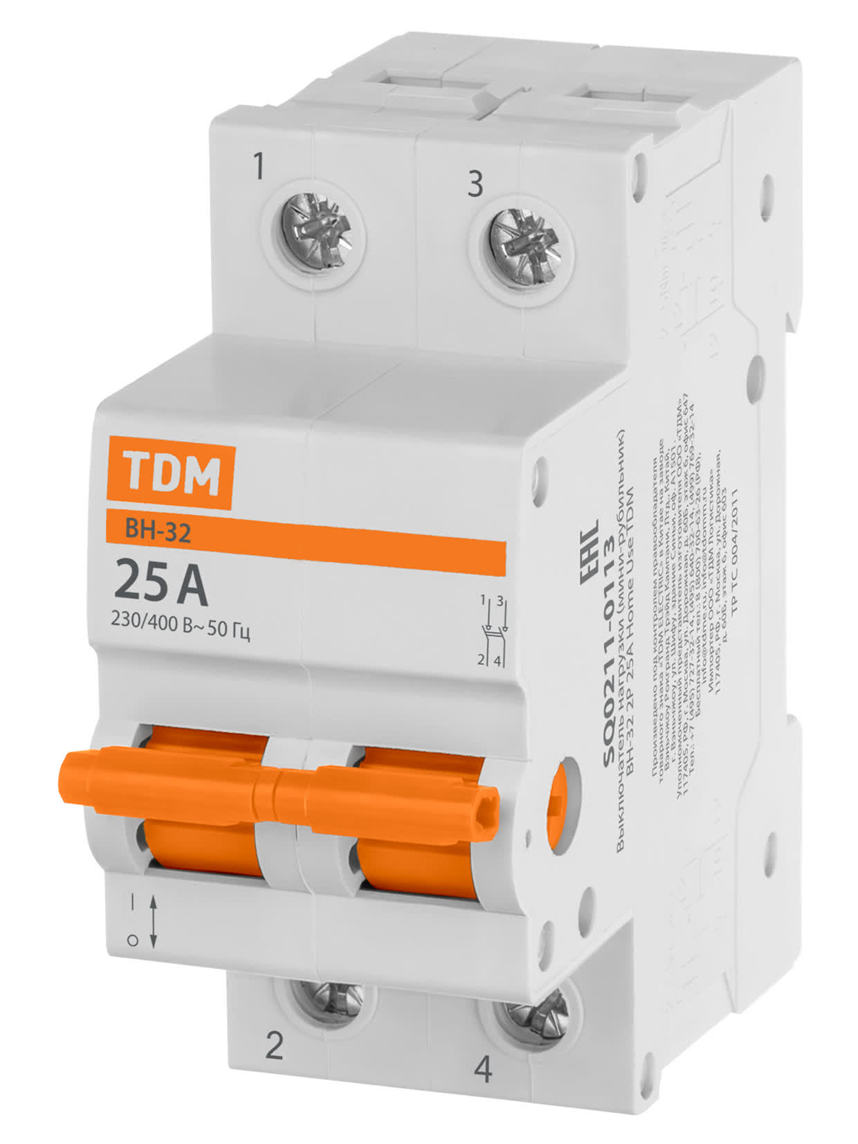Выключатель нагрузки (мини-рубильник) ВН-32 2P 25A Home Use TDM